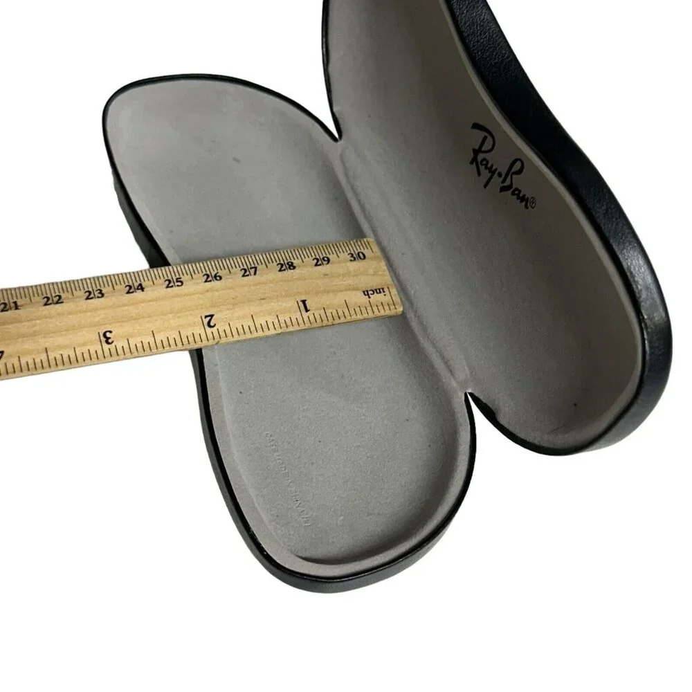 Genuine Ray Ban‎ Hard Clamshell Eyeglasses Case Black Faux Leather + Lens Cloth